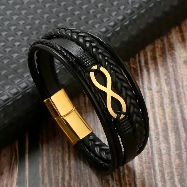 Lederarmband für Herren mit Edelstahlverschluss – Bild 5