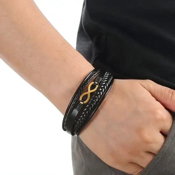 Lederarmband für Herren mit Edelstahlverschluss – Bild 3