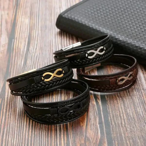 Lederarmband für Herren mit Edelstahlverschluss – Bild 4