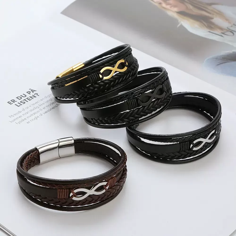 Lederarmband für Herren mit Edelstahlverschluss – Bild 2