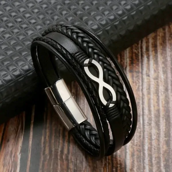 Lederarmband für Herren mit Edelstahlverschluss – Bild 8