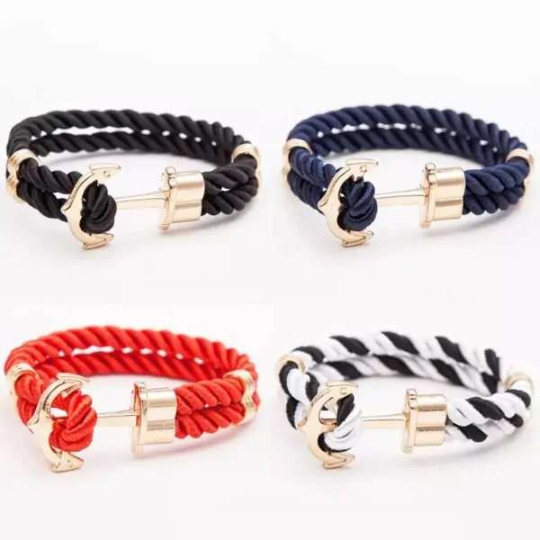 Seilarmband mit verschiedene Farbe, Schwarz, Blau, Schwarz & Weiß – Bild 5