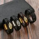 Herren Lederarmband 21 CM mit Edelstahl Verschluss