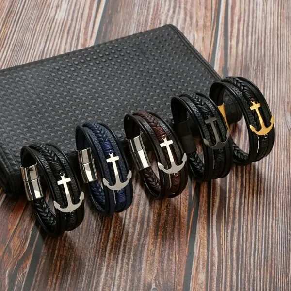 Anker Lederarmband mit Edelstahlverschluss aus Hochwertigem material Accessoires