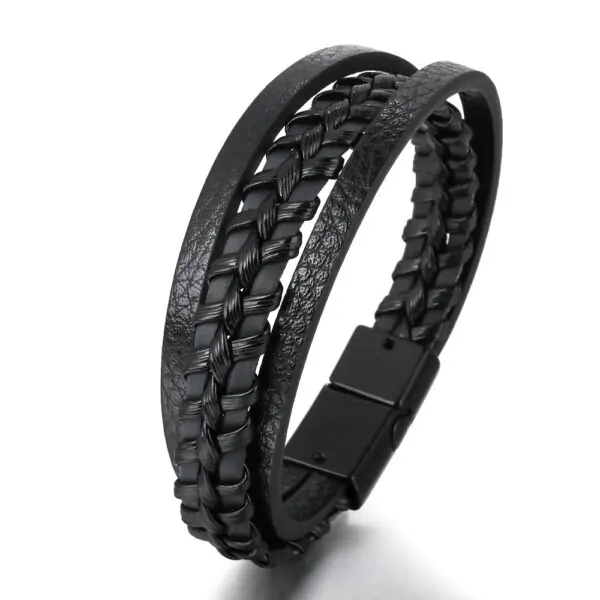 Herren Armband aus Leder 21 CM 2 Farbe Braun, Schwarz – Bild 3