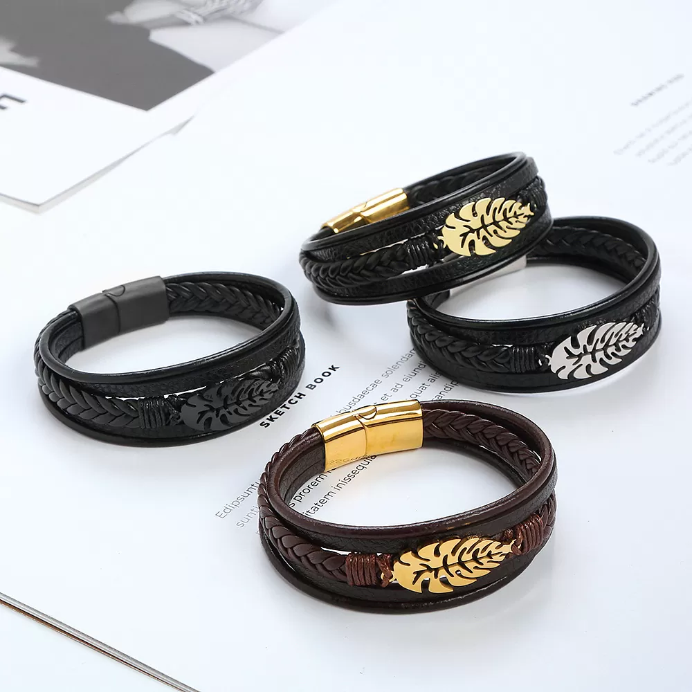 Herren Lederarmband 21 CM mit Edelstahl Verschluss – Bild 5