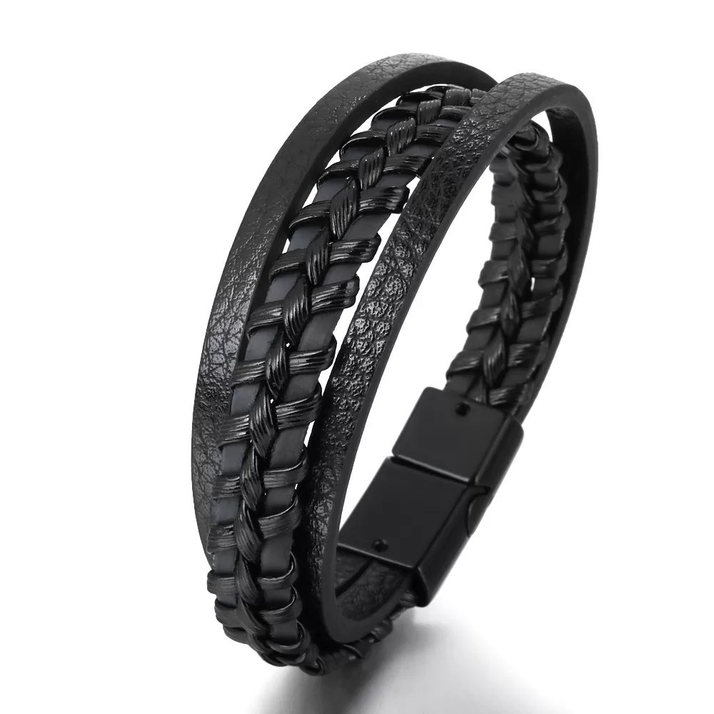Herren Armband aus Leder 21 CM 2 Farbe Braun, Schwarz – Bild 5