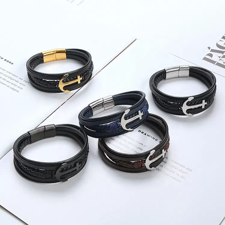 Anker Lederarmband mit Edelstahlverschluss aus Hochwertigem material Accessoires – Bild 5
