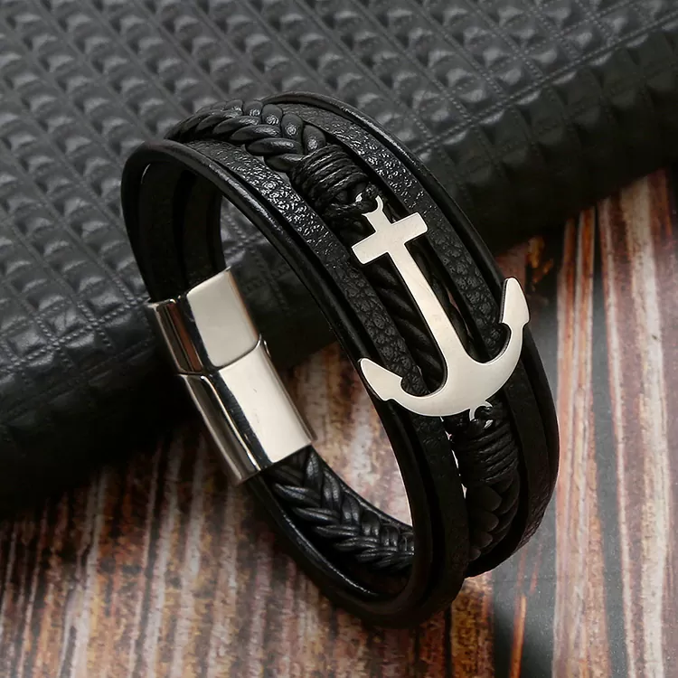 Anker Lederarmband mit Edelstahlverschluss aus Hochwertigem material Accessoires – Bild 6