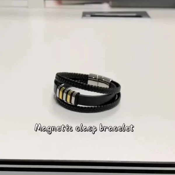 Stilvolles Lederarmband für Herren mit Edelstahlverschluss, 21 CM, 2 Farbe – Bild 5