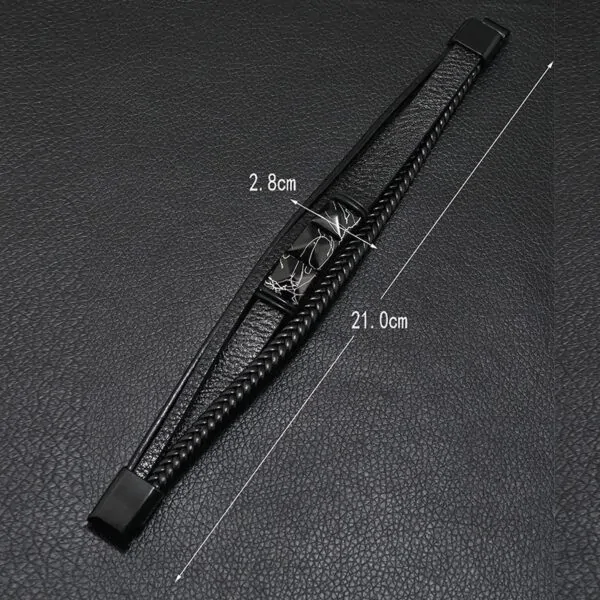Lederarmband für Männer, Wunderbares Armband 21 CM, Schwarz – Bild 3