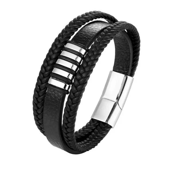 Stilvolles Lederarmband für Herren mit Edelstahlverschluss, 21 CM, 2 Farbe – Bild 6