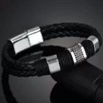 Lederarmband aus Hochwertiges Material Edelstahl Armband Magnetisch Verschluss