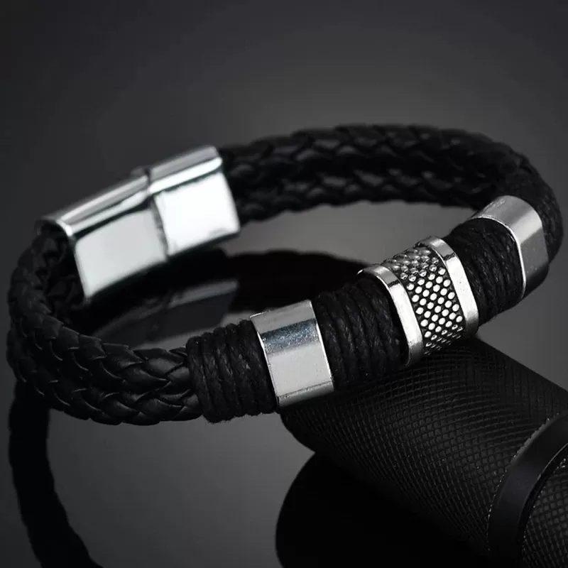 Lederarmband aus Hochwertiges Material Edelstahl Armband Magnetisch Verschluss