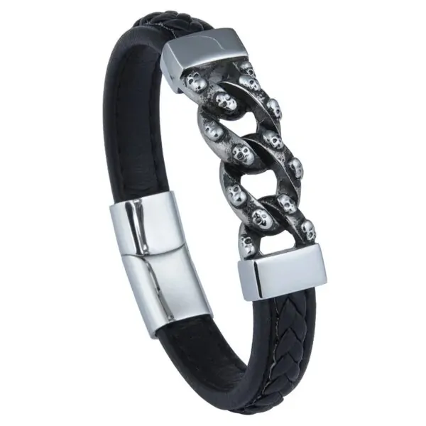 Hochwertiges Lederarmband aus Edelstahl, Wunderbares Armband im Trend – Bild 2