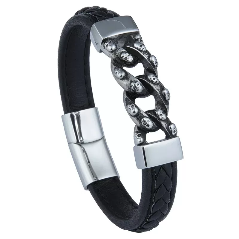 Hochwertiges Lederarmband aus Edelstahl, Wunderbares Armband im Trend – Bild 2