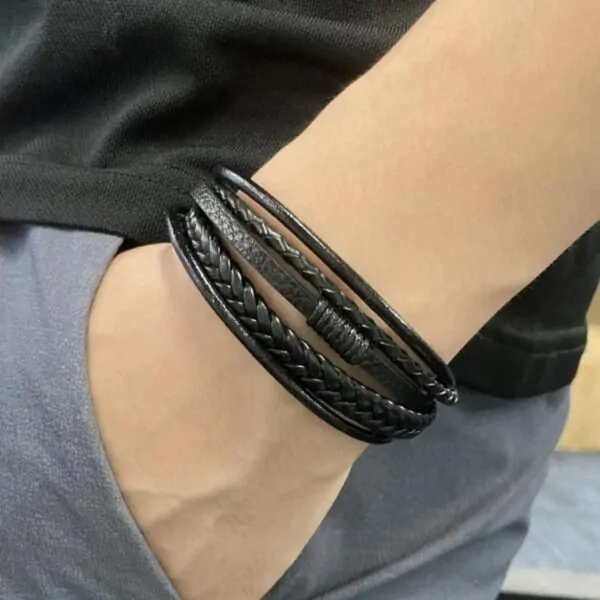 Herrenarmband für Männer Schwarz und Braun Wunderbar – Bild 2