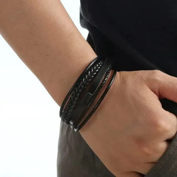 Herrenarmband für Männer Schwarz und Braun Wunderbar – Bild 3