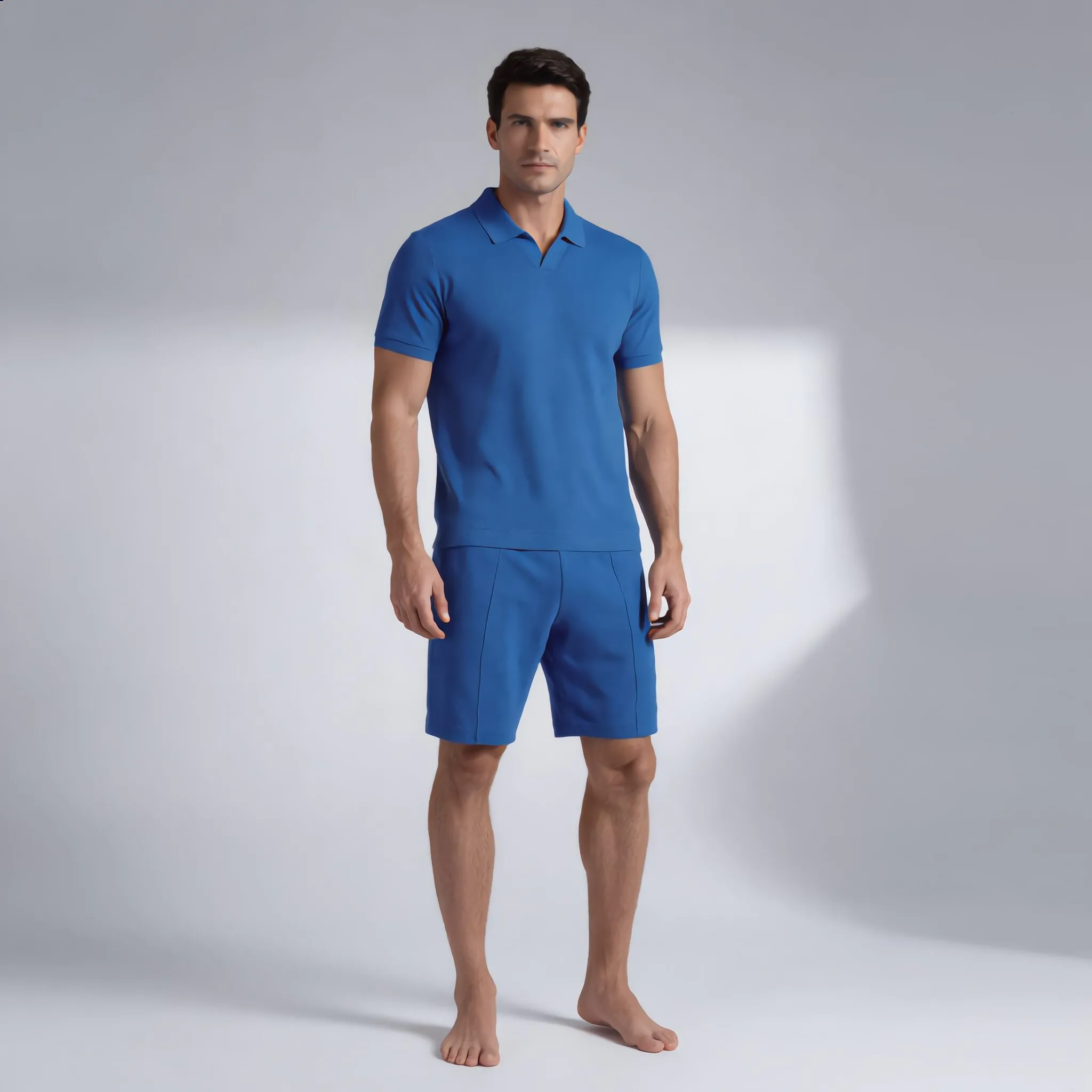 Herren T-Shirt Shorts Sommer Outfit 2 Teiliges Sommer Kurze Ärmel Polo T-Shirt – Bild 3