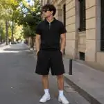 Sommeroutfit mit-Reissverschluss Schwarz
