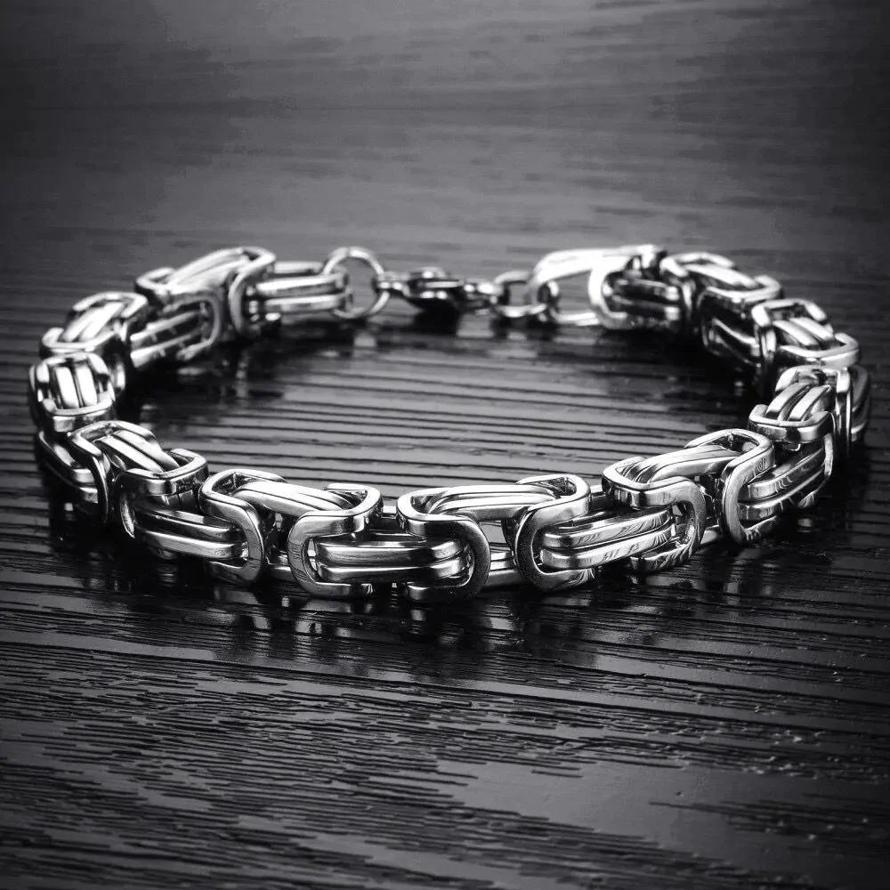 Herrenarmband Edelstahl Moderner Armband Silber, Gold, Schwaz – Bild 6